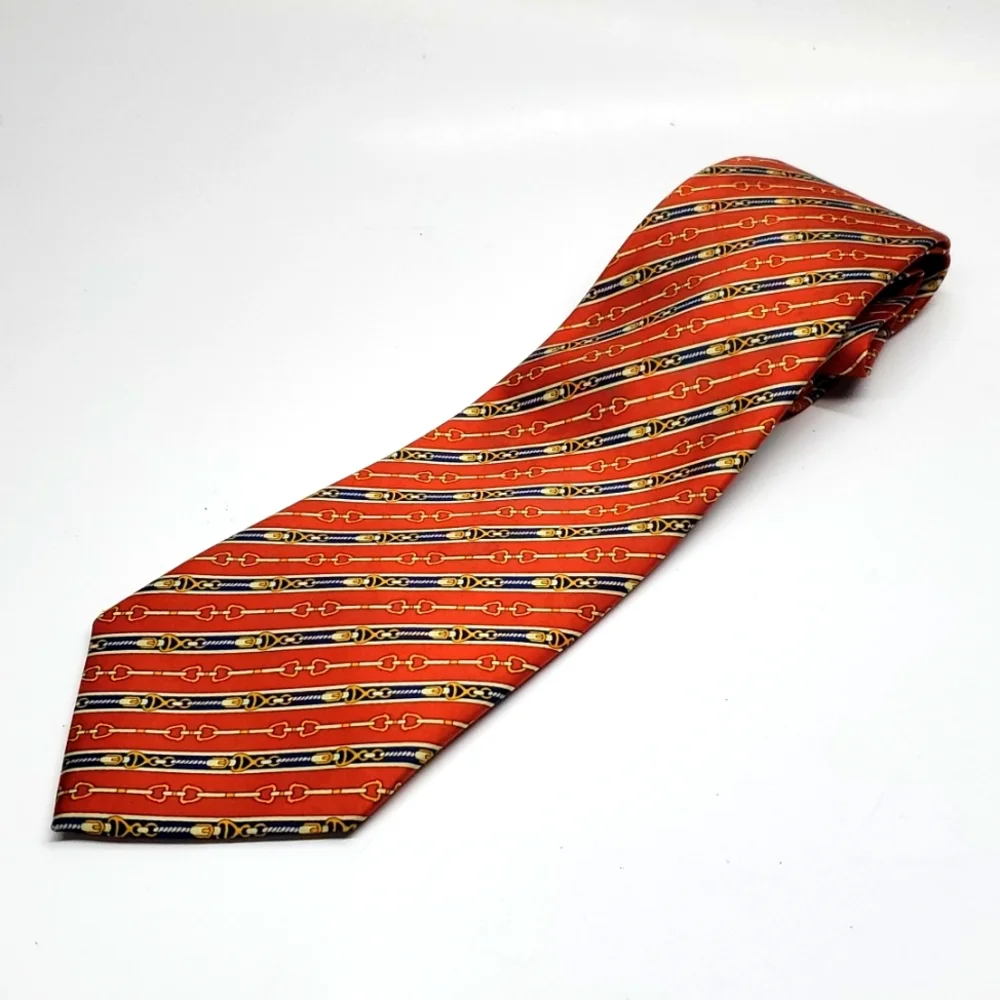 RUDEE RICCO Italian Design Orange Blue Tie EUC